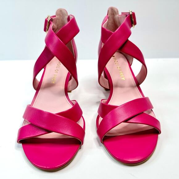 Shoes of Prey Pink Strappy Sandals Ankle Strap 2 inch Block Heels Size 7.5 New - Picture 3 of 16